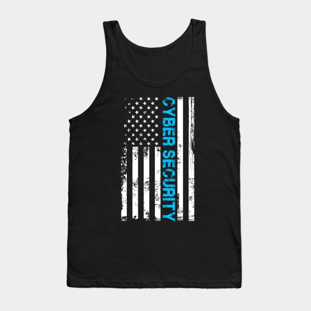 Cybersecurity US Flag Tech Security Tank Top by stonefruit